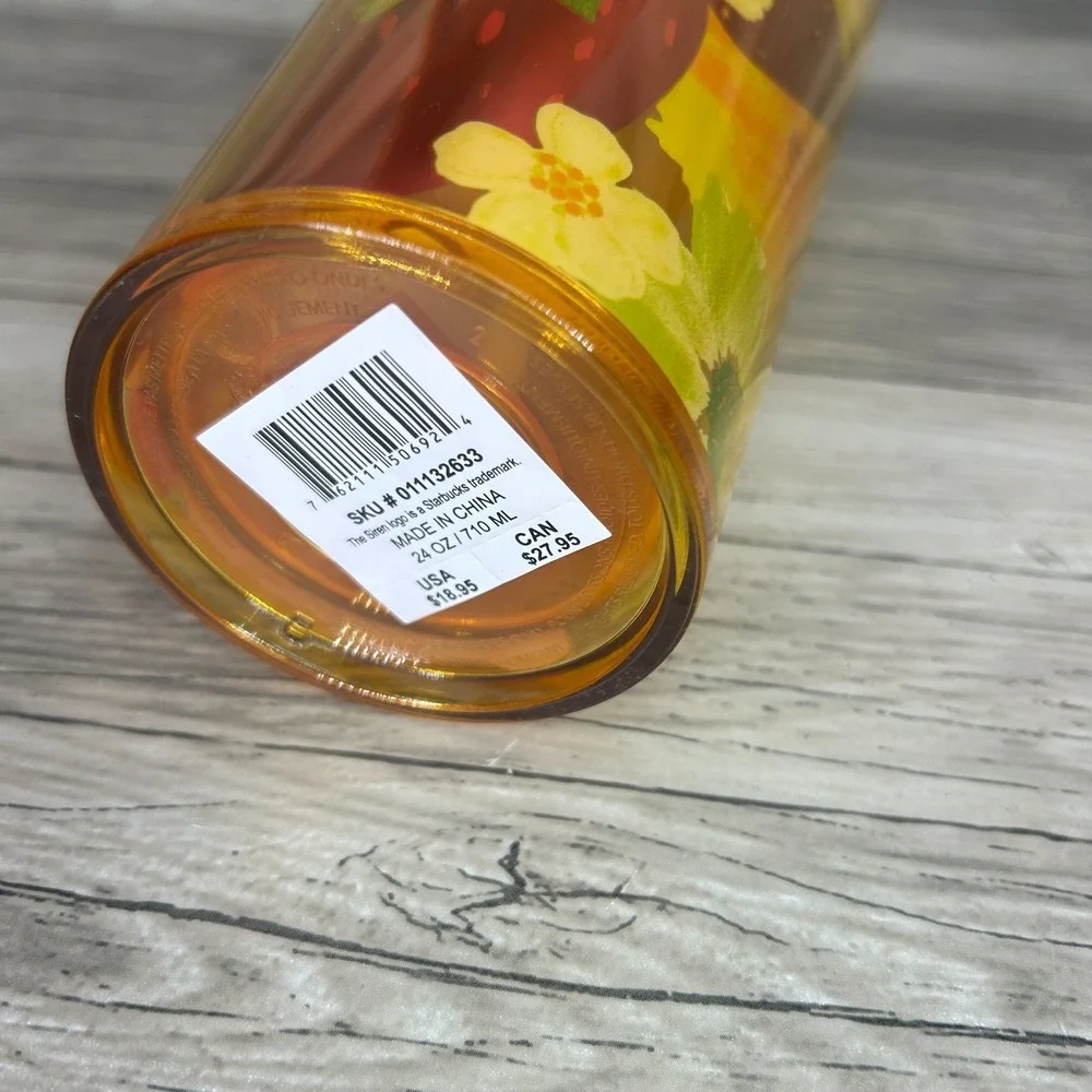 Starbucks Floral Sunflowers Strawberries Venti Cold Cup 2022 Spring 24 oz